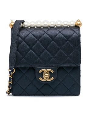Chanel Navy Small Chic Pearls Flap Bag
