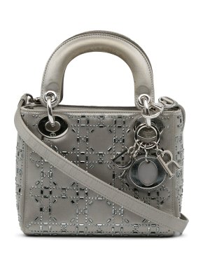 Dior Silver Mini Crystal-Embellished Satin Lady Dior