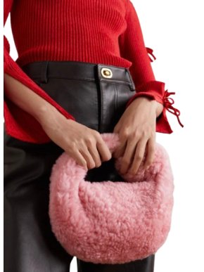 Bottega Veneta Pink Mini Shearling Jodie Bag