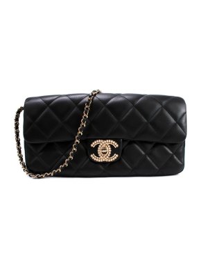 Chanel Black Faux Pearl CC East West Shoulder Bag