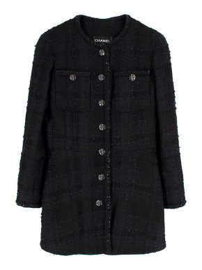 Chanel Black Tweed Long Peplum Jacket