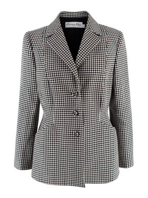 Dior Single-Breasted Houndstooth Wool 30 Montaigne Bar Jacket