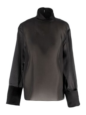 The Row Karlee Oversized Silk Organza Turtleneck Blouse