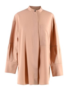 Jil Sander Beige Wool Collarless Shirt