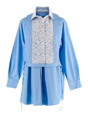 Dior Blue & White Embroidered Runway Blouse