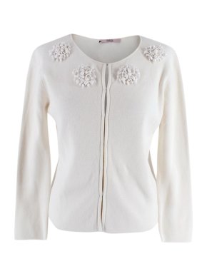 Red Valentino Cream Embellished Cardigan