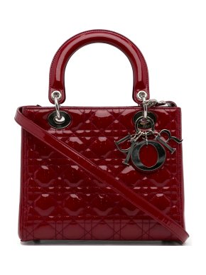 Dior Burgundy Patent Leather Medium  Lady Dior