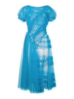 Molly Goddard Blue Barbara Sheer Tulle Blue Dress