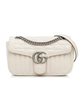 Gucci Cream Small GG Marmont Aria Matelasse Crossbody Bag