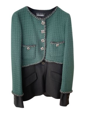 Chanel Green Tweed 2in1 Jacket