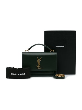 Saint Laurent Green Sunset Wallet on Chain