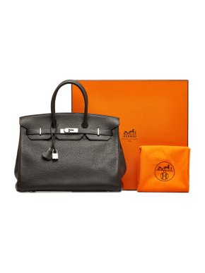 Hermes Birkin 35 Retourne in Black Togo Leather with Palladium Hardware
