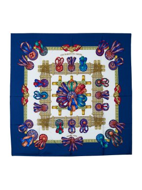Hermes Blue 'Les Rubans du Cheval' Silk Scarf