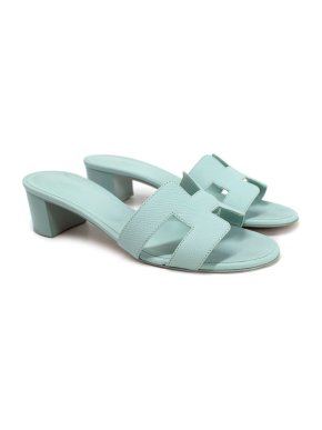 Hermes Epsom Oasis Vert Embrun Heeled Sandals