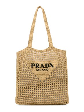Prada Crochet Raffia Tote Bag