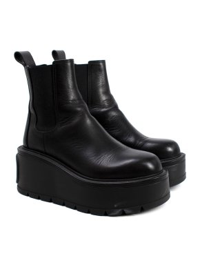 Valentino Uniqueform Black Leather Ankle Platform Boots