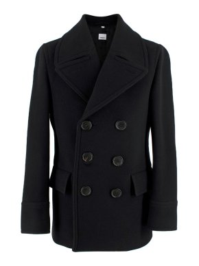 Burberry Black Wool Blend Pea Coat