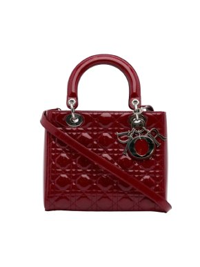 Dior Red Patent Leather Medium Lady Dior