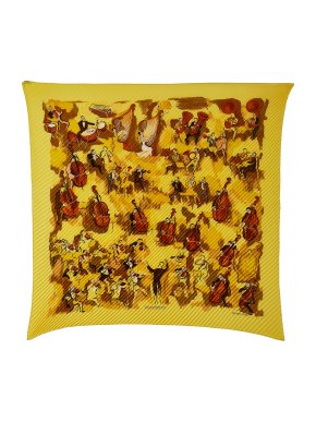 Hermes Yellow 'Concerto' Pleated Silk Scarf