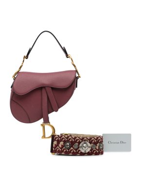 Dior Mauve Mini Leather Saddle Bag with Gold Hardware