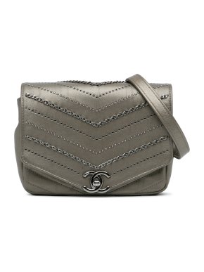 Chanel Grey Mini Embellished  Chevron Envelope Flap Bag 1