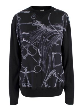 Hermes Black Patterned Silk Jumper