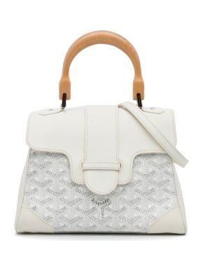 Goyard White Mini Goyardine Saigon Top Handle Bag