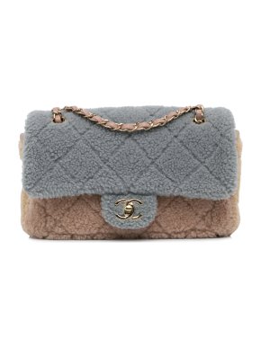 Chanel Shearling Tricolour Medium Single Flap Bag