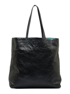 Prada Black and Blue Calf Leather Reversible Tote Bag