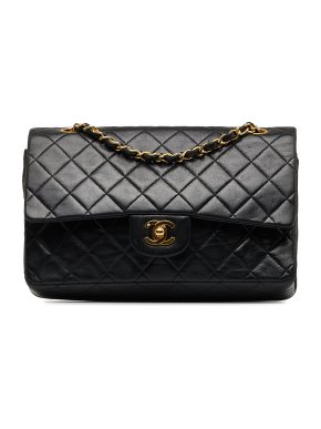 Chanel Black Vintage Medium Classic Lambskin Double Flap Bag
