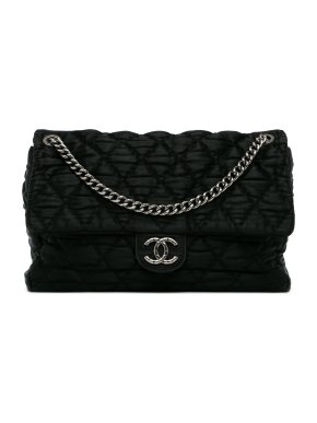 Chanel Black Quilted Satin Single Flap Bag