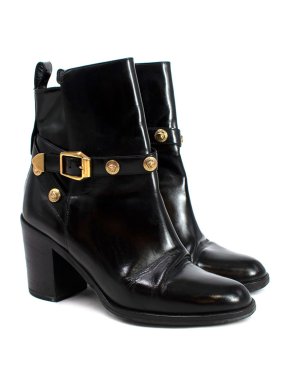 Versace Black Leather Heeled Boots