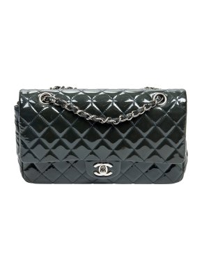 Chanel Forrest Green Patent Leather Medium Double Flap Bag