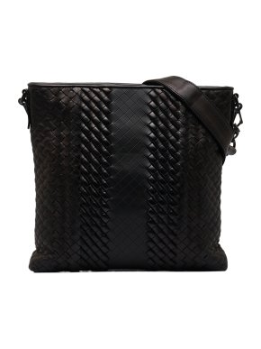 Bottega Veneta Black Intrecciato Leather Crossbody Bag