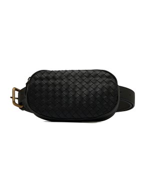 Bottega Veneta Black Intrecciato Leather Belt Bag