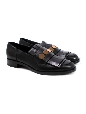 Pierre Hardy Black Leather Fringed Loafers