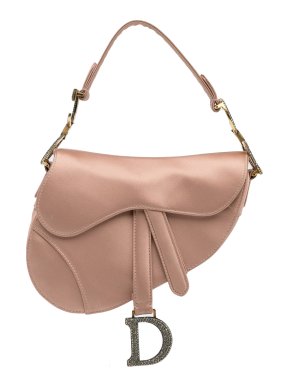 Dior Pink Satin Crystal Embellished Saddle Bag