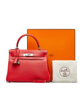 Hermes Kelly 28 Retourne in Rouge Tomate Evercolor Leather with Palladium Hardware