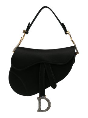 Dior Black Crystal Embellished Satin Mini Saddle Bag
