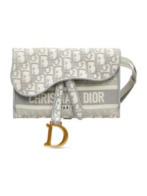 Dior Grey Oblique Saddle Slim Belt Pouch
