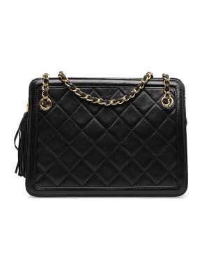 Chanel Black Leather Quilted Lambskin Shoulder Bag