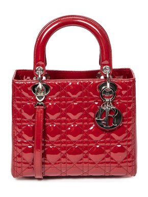 Dior Red Patent Leather Medium Lady Dior