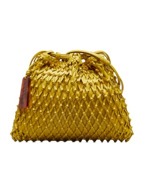 Chanel Mustard Woven Leather Bucket Bag