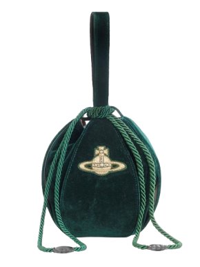 Vivienne Westwood Dark Green Velvet Kitt Bucket Bag