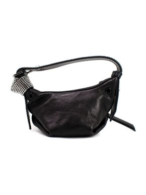 Zadig & Voltaire Le Cecilia Black Leather Crystal Strap Mini Bag