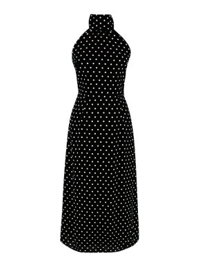 Alexa Chung Black Polka Dot Midi Dress