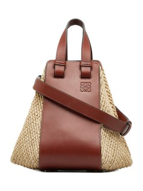 Loewe Small Raffia and Leather Hammock Bag