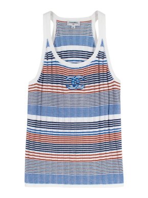 Chanel Striped Cotton CC Vest Top