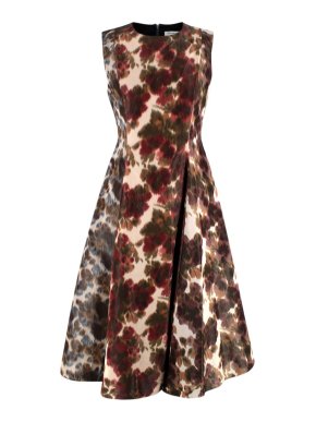 Dior Lace-trimmed Blurred Floral Print Fit & Flare Silk Midi Dress