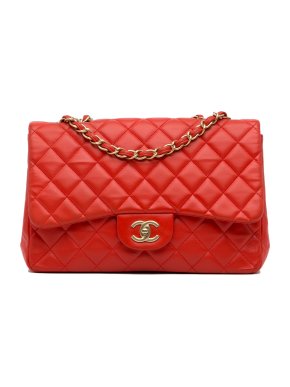 Chanel Red Leather Jumbo Classic Lambskin Single Flap